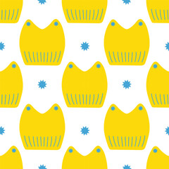 Winter children s hat. Seamless illustration. Design for fabric, wrapping paper or wallpaper