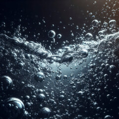 Water drops and bubbles. Bubbles in water on a dark or white background. ai generative