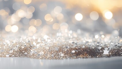 Silver and Gold Glitter with Bokeh Background