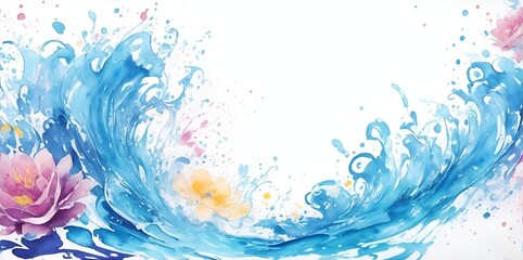 Fototapeta na wymiar Flawers spash waves watercolor. AI generated illustration