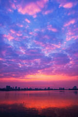 Fototapeta na wymiar Sunset on West lake, Hanoi, Vietnam
