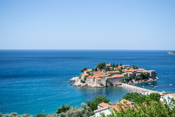 Naklejka na ściany i meble luksusowa wyspa Sveti Stefan, Święty Stefan, Czarnogóra, Montenegro, Europe