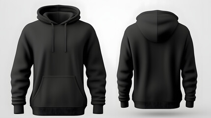 Black hoodie mockup with white background