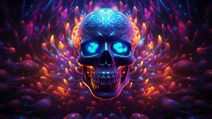 colorful human skull 