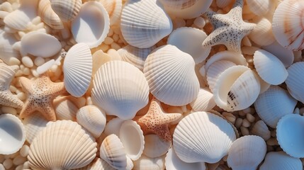 Close-Up Colorful Seashells on Sunny Beach