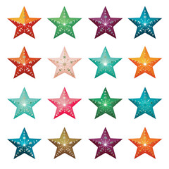 Obraz premium Christmas stars, clip art isolated on white background