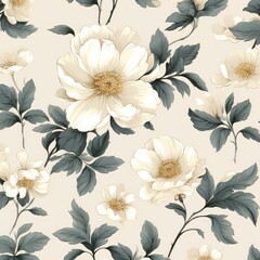 seamless floral background - generative ai
