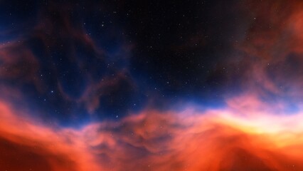 Deep space nebula with stars. Bright and vibrant Multicolor Starfield Infinite space outer space background with nebulas and stars. Star clusters, nebula outer space background 3d render
