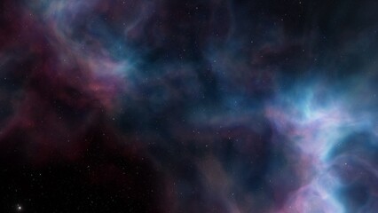 Deep space nebula with stars. Bright and vibrant Multicolor Starfield Infinite space outer space background with nebulas and stars. Star clusters, nebula outer space background 3d render
