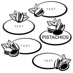 Pistachio nuts set. Collection pistachio nuts icons. Vector