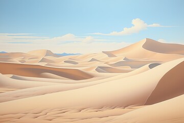 Fototapeta na wymiar a desert landscape with sand dunes and blue sky