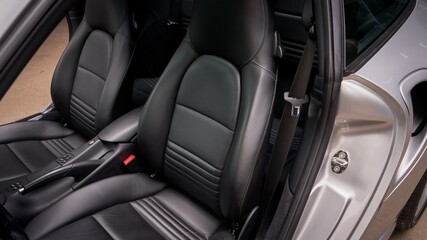 Black leather drivers seat
