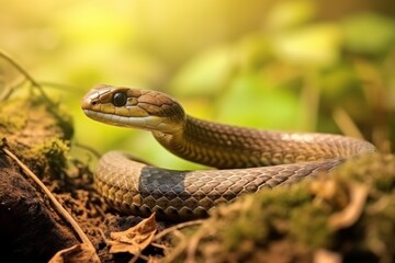 Colorful snake python cobra viper forest hiding waiting for prey rainforest jungle untouched nature predator venomous venom dangerous wildlife poisonous animal skin tail creepy african exotic species