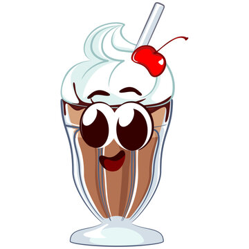 character mascot of a glass of milkshake with a funny face, isolated cartoon vector illustration. emoticon, cute milkshake glass mascot