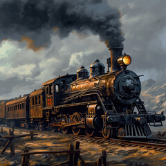 Obraz premium 1920s steam locomotive with Black smoke