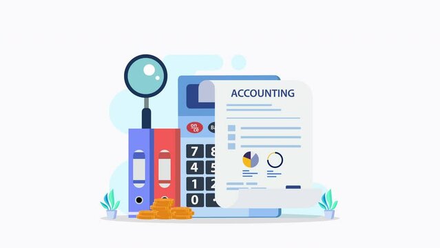 4k animation clip Accountant. Concept of the tax calculating and financial analysis.