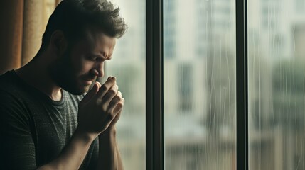 Man breakdown, frustration, ptsd, and depression after breakup or divorce. Psychological issues with mental conditions. Male with sad emotions and sorrow feelings. Crying and go through hard times. - obrazy, fototapety, plakaty