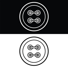  Shirt button Icon Vector, Black and White Version Design