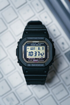 Hong Kong, Kong Kong - Aug 9, 2023: Casio G-Shock Square GW-5000-1JF, Japanese Domestic version G Shock watch.