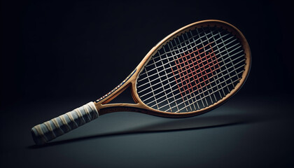 Tennis racket hits ball, motion and speed create competitive sport generated by AI