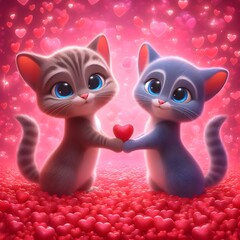 Fototapeta premium Romantic Cat Love Scene