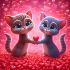 Romantic Cat Love Scene