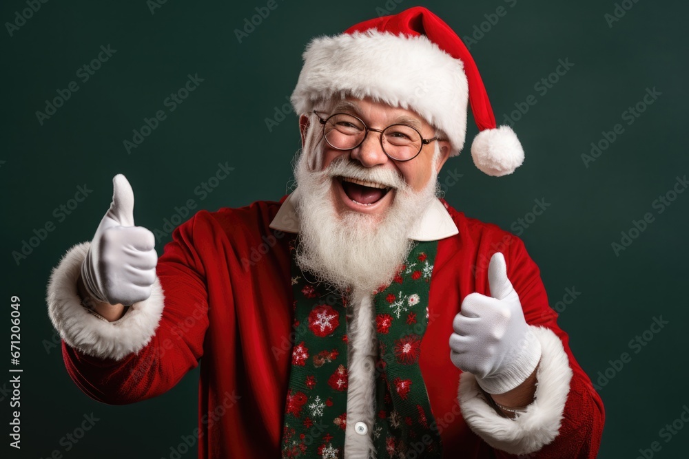 Poster teacher conducting a new year lesson in festive attire isolated on a gradient background