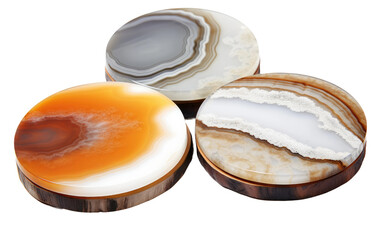 Fototapeta na wymiar Stone Drink Coasters with Agate Inlays Isolated on transparent background