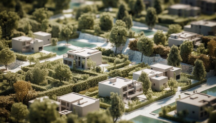 Fototapeta premium Modern cityscape with high rise buildings in a residential district generated by AI