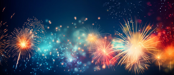 Naklejka premium Fireworks background with space for your text.