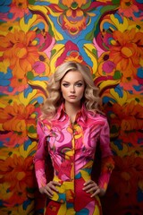 Fashion model donning bold and vibrant outfits. Generative Ai