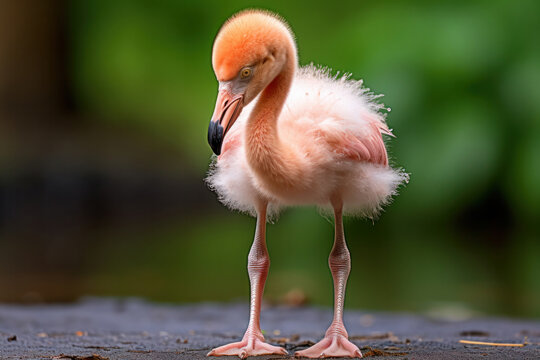 Close-up shot of a baby flamingo
