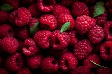 red raspberry background. Generative AI.