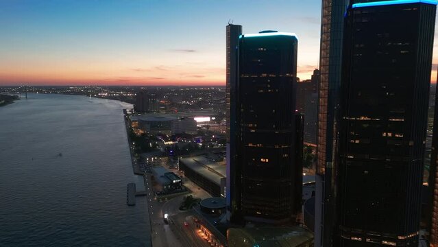 Detroit, USA, shot of the city of Detroit. Evening Time. 