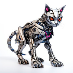 cat, creature, artificial intelligence, innovation, cyborg, fantasy, art, animal, character, monster, on white background