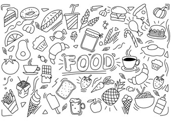 Vector illustration of food doodle.