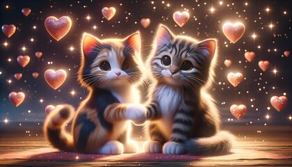 Cute Kittens in Love: A Romantic Scene