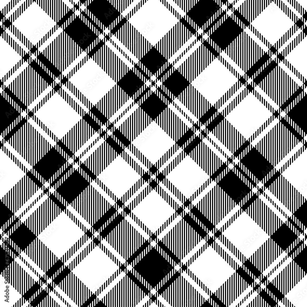 Poster check seamless pattern. black checks on white background. repeated gingham geometric patern. scottis