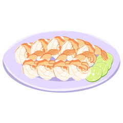 grilled shrimp on a white background