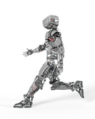 master robot is walking and marching on side view