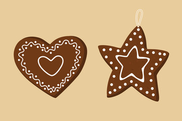 Christmas gingerbread - heart and star