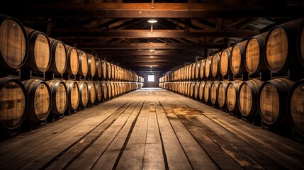 Looking Down Walkway in Bourbon Aging Warehouse
