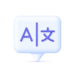 3D Language translation on Speech Bubble. E-learning and education, learning language courses concept.