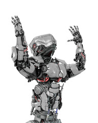 Fototapeta premium master robot is praying and also is looking up on close up view