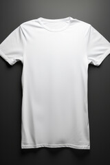 A white t-shirt is hanging on a wall. This versatile image can be used for various purposes.