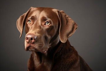 A Labrador with a reflective expression, exuding wisdom and thoughtfulness, creativity with copy space
