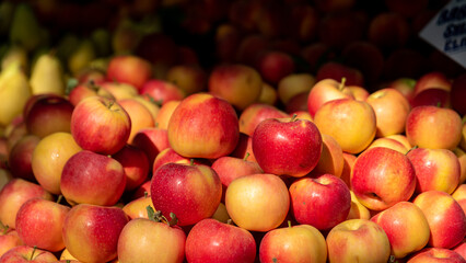 a bunch of apples , background of red apples , fruit in dramatic light
