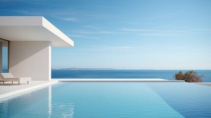 exterior of modern minimalist villa with infinity swimming pool