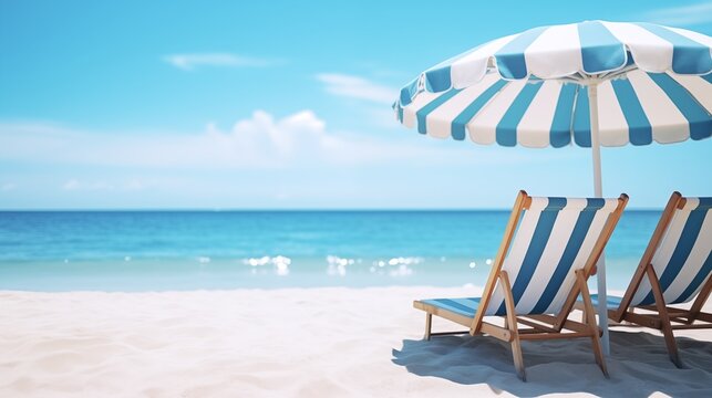 lounge chairs on the beach, beach chair and umbrella