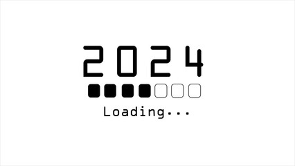 Loading Bar from 2023 to 2024 vector illustration loading concept on white background - obrazy, fototapety, plakaty